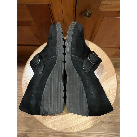 Dansko Black Clio Nubuck Suede Wedge Clogs  7.5-8  38 - Picture 10 of 12